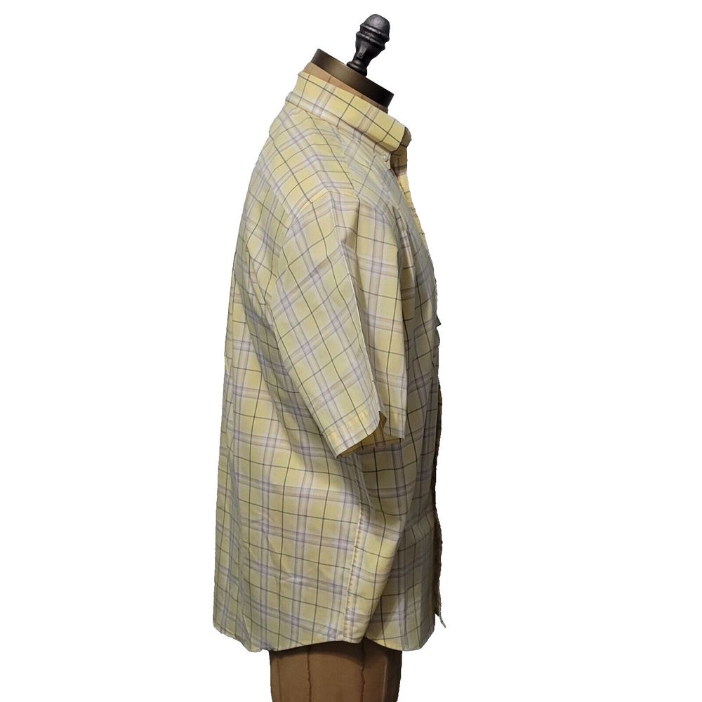 ROUNDTREE & YORKE Easy Care Shirt Mens M Yellow Plaid Short Sleeve Butto… - Picture 3 of 11